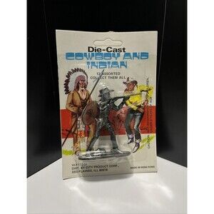 Vintage DieCast Cowboy & Indian Cowboy W/ Rifle Metal 1960 Unpainted New 3” Toy